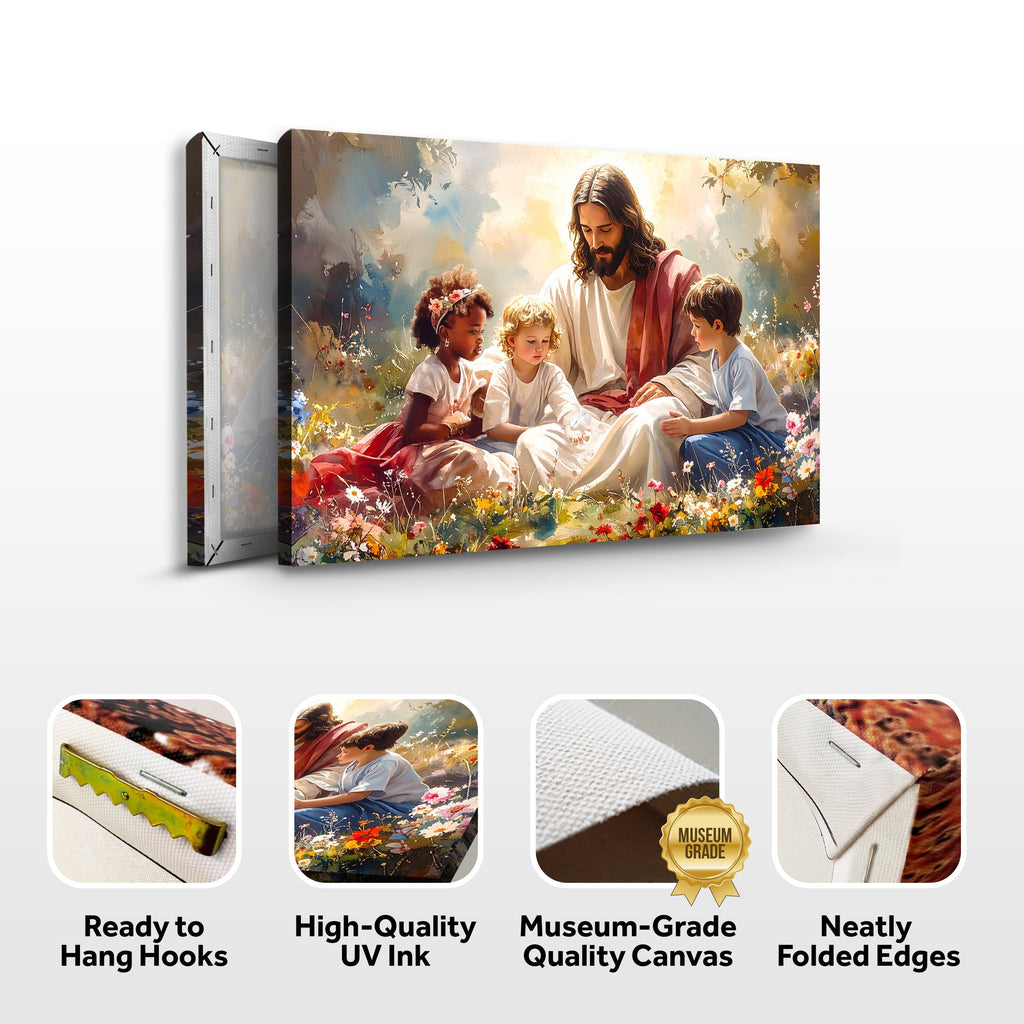 Jesus with Children VIII Christian Canvas Wall Art
