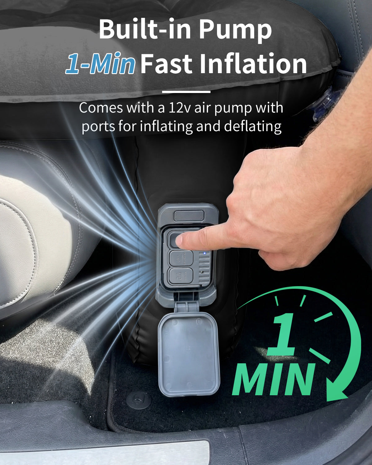 Umbrauto Backseat Air Mattress with Built-In Rechargeable Pump