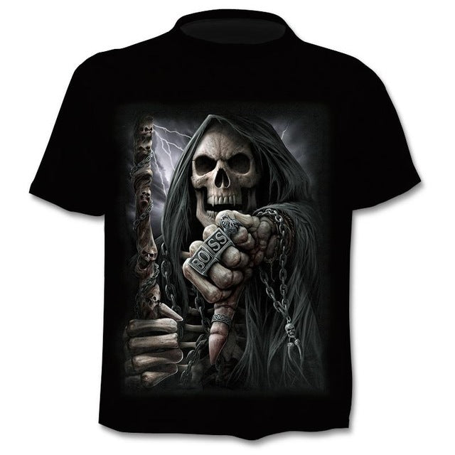 Men's Gothic Skull Punk Graphic T-Shirt