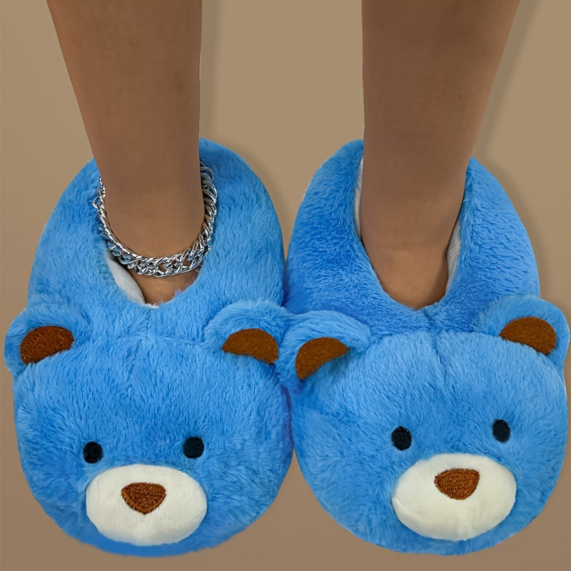 Polar Bear Plush Slippers — Blue & Purple Tie-Dye