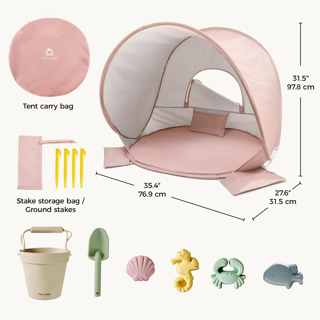 Tiny Land Beach Tent & Sand Toy Set for Kids