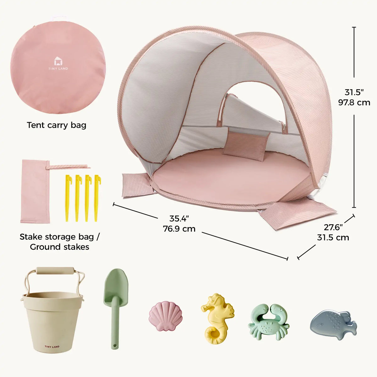 Tiny Land Beach Tent & Sand Toy Set for Kids