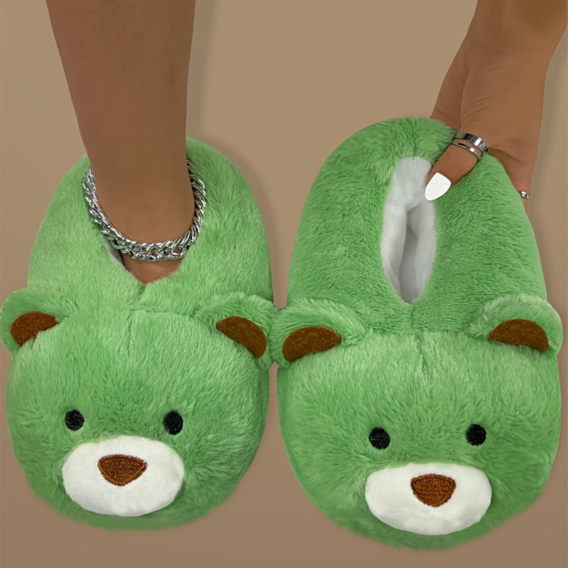 Polar Bear Plush Slippers — Blue & Purple Tie-Dye