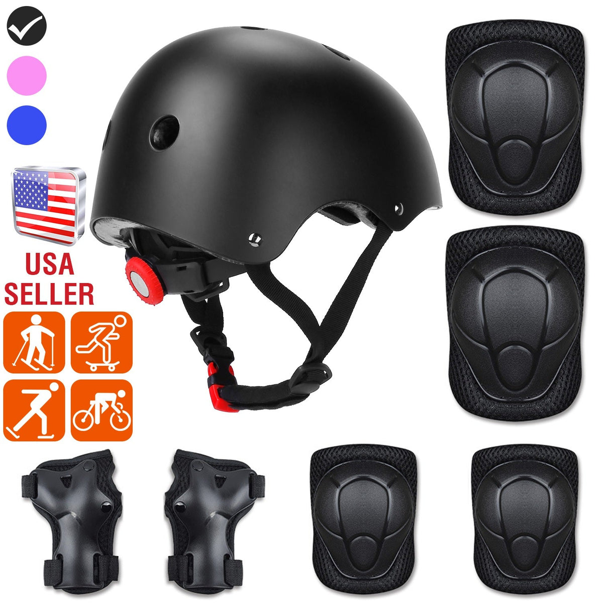 GBruno Kids’ Helmet & Safety Gear Set, 7 Pieces