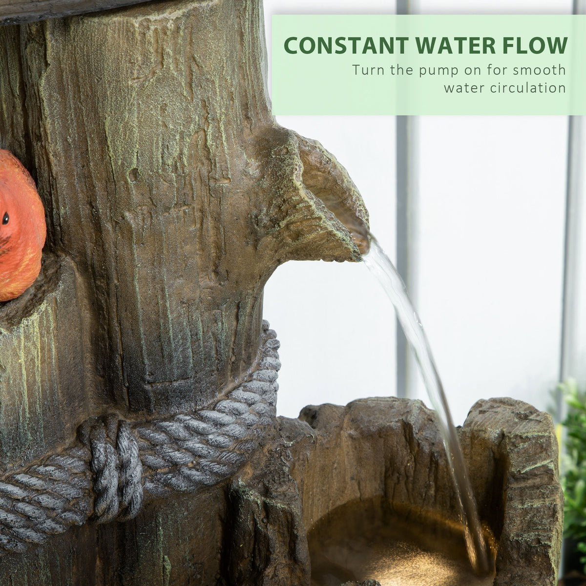 Outsunny 3-Tier Rustic Birdhouse Waterfall Garden Fountain