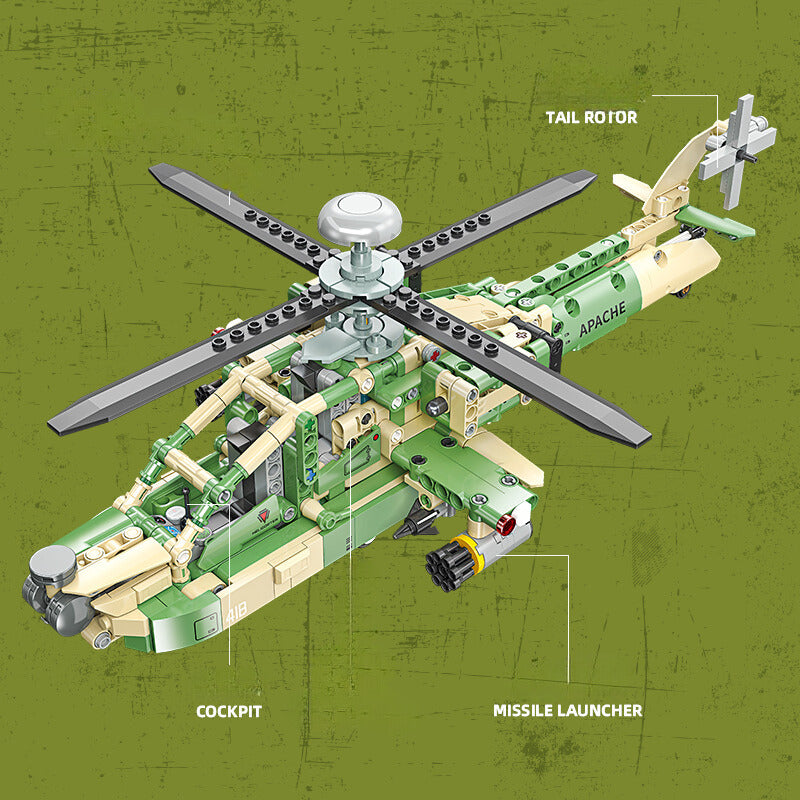 Mil-Blox AH-64 Apache Helicopter Building Set