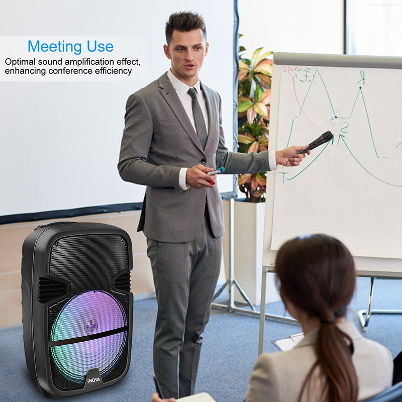 12-Inch Portable Bluetooth PA Karaoke Speaker with Wired Mic