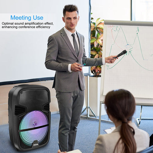 12-Inch Portable Bluetooth PA Karaoke Speaker with Wired Mic