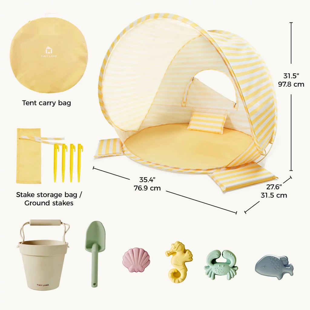 Tiny Land Beach Tent & Sand Toy Set for Kids