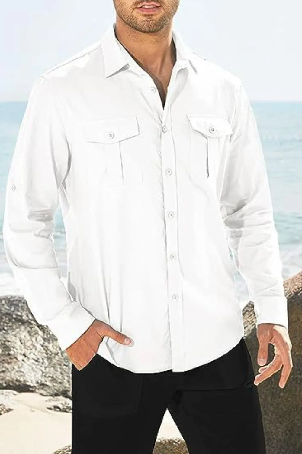 Men's Plus Size Cotton Button-Down Shirt