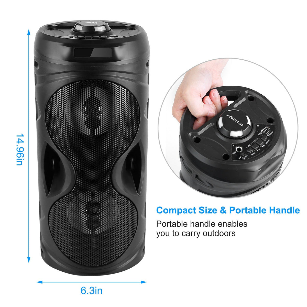 Portable Bluetooth Karaoke Party Speaker with LED Lights & FM