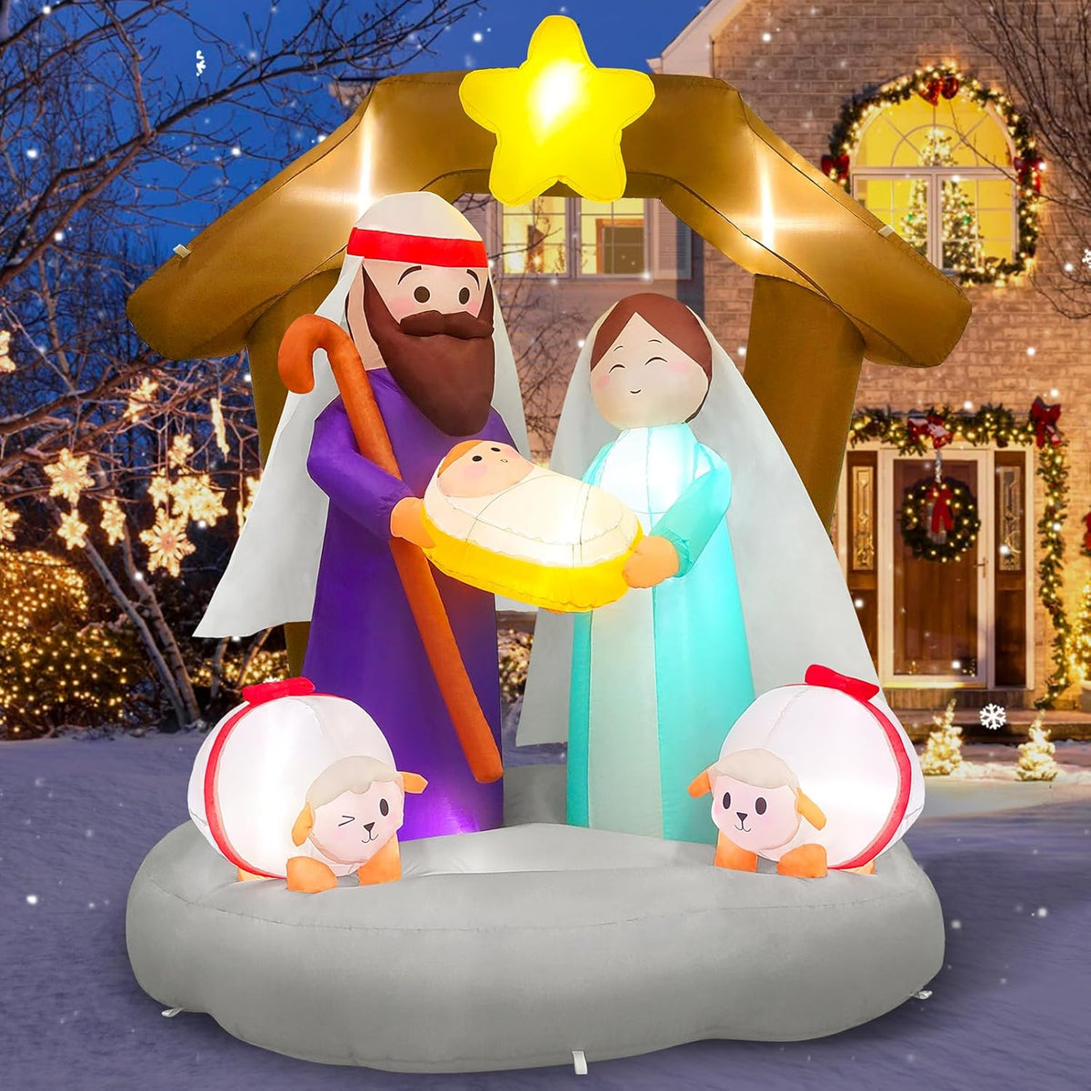 12 Foot Long Christmas Inflatables Santa Claus & Reindeer Sleigh Outdoor Decorations