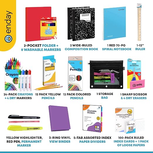 Enday Grades 4–5 School Supplies Kit, 79 Pieces