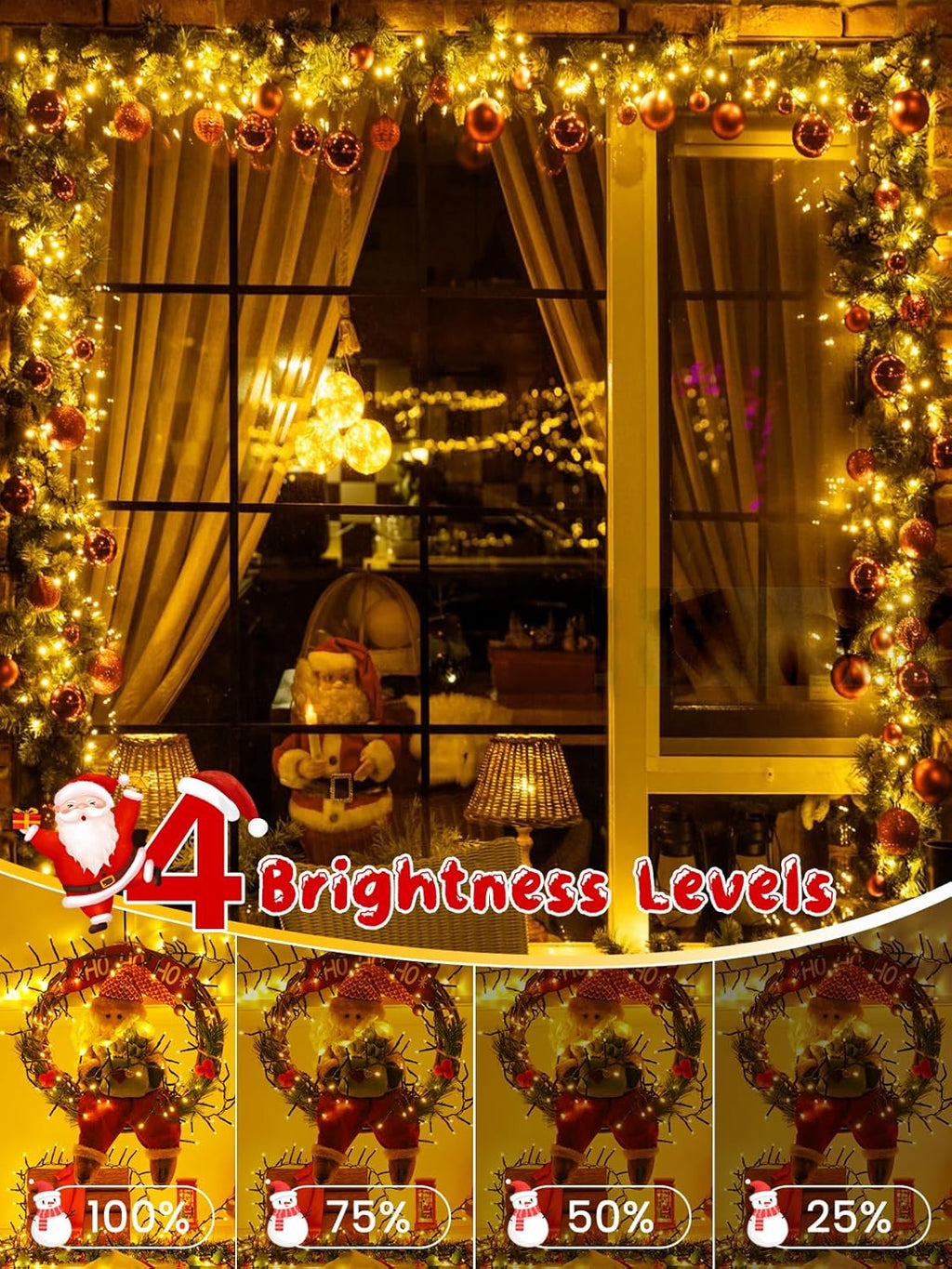 Christmas Cluster LED String Lights – Remote & Timer