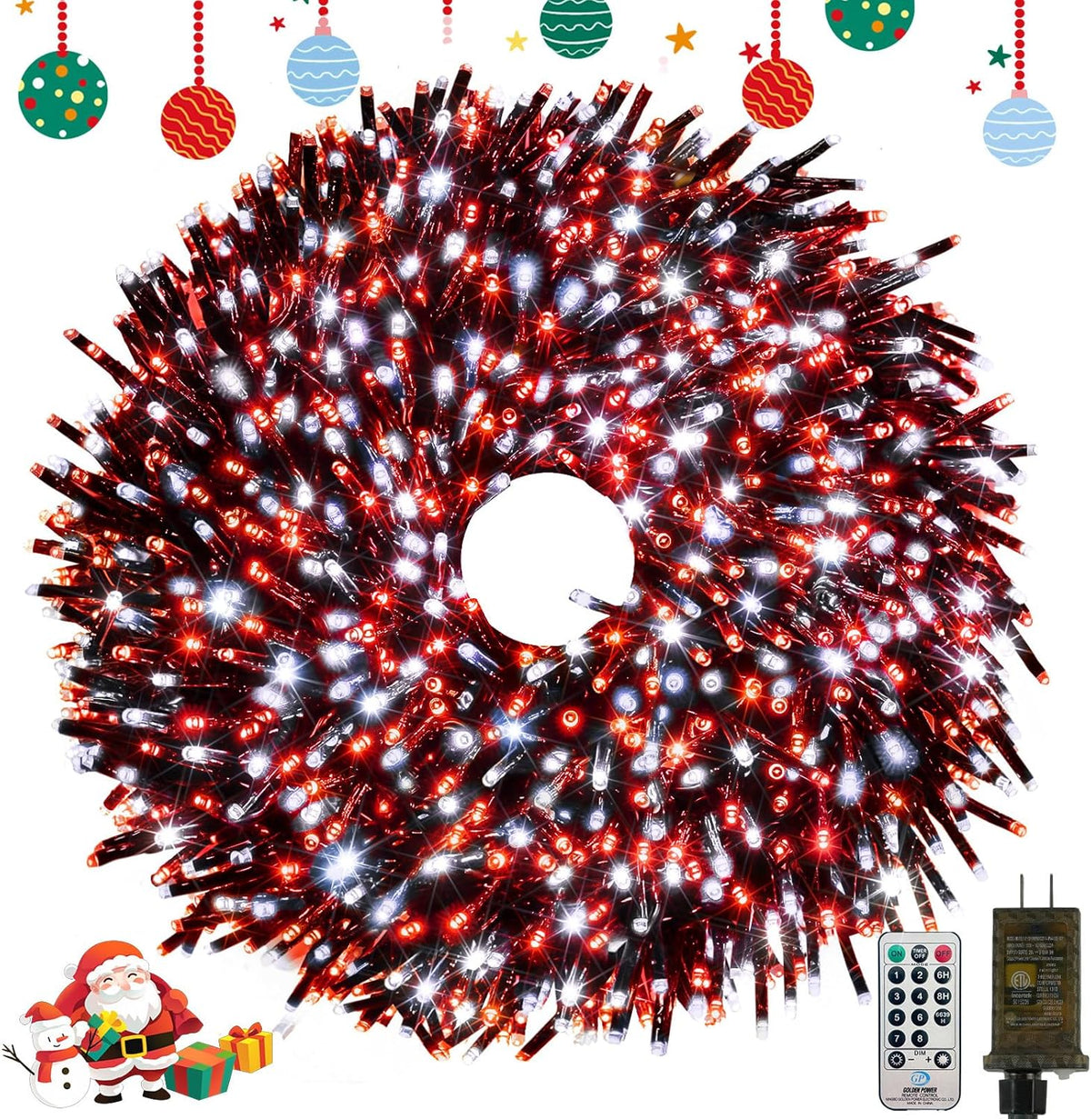 Christmas Cluster LED String Lights – Remote & Timer