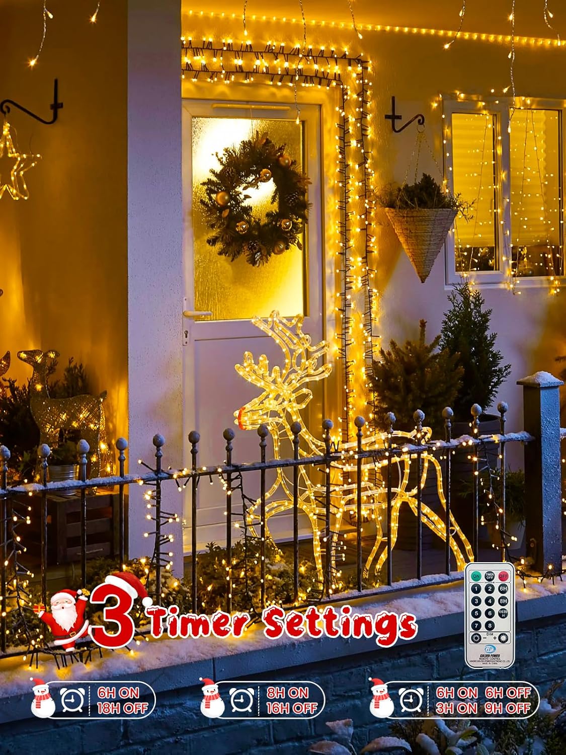 Christmas Cluster LED String Lights – Remote & Timer
