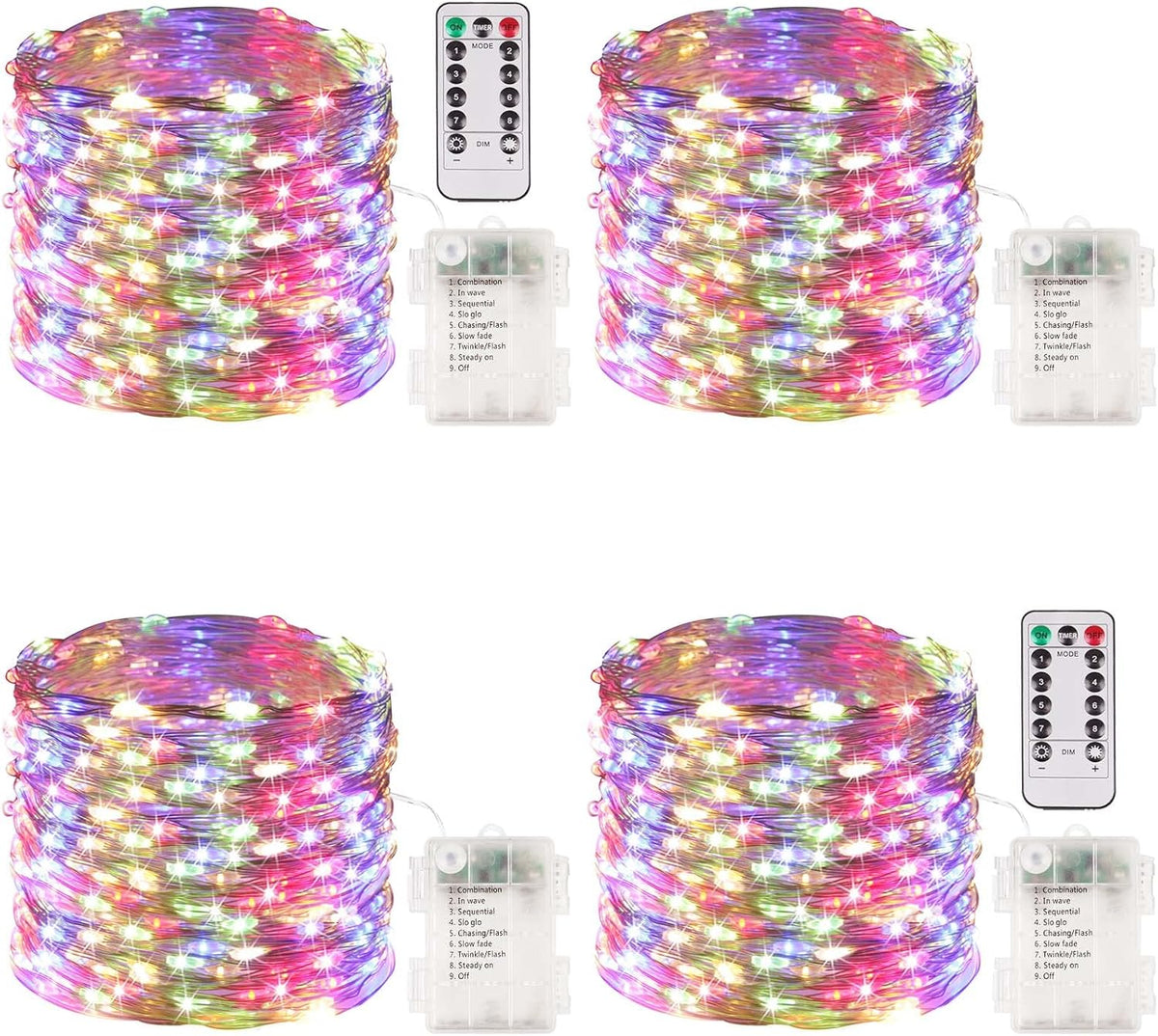 Battery-Powered LED Fairy String Lights with Timer