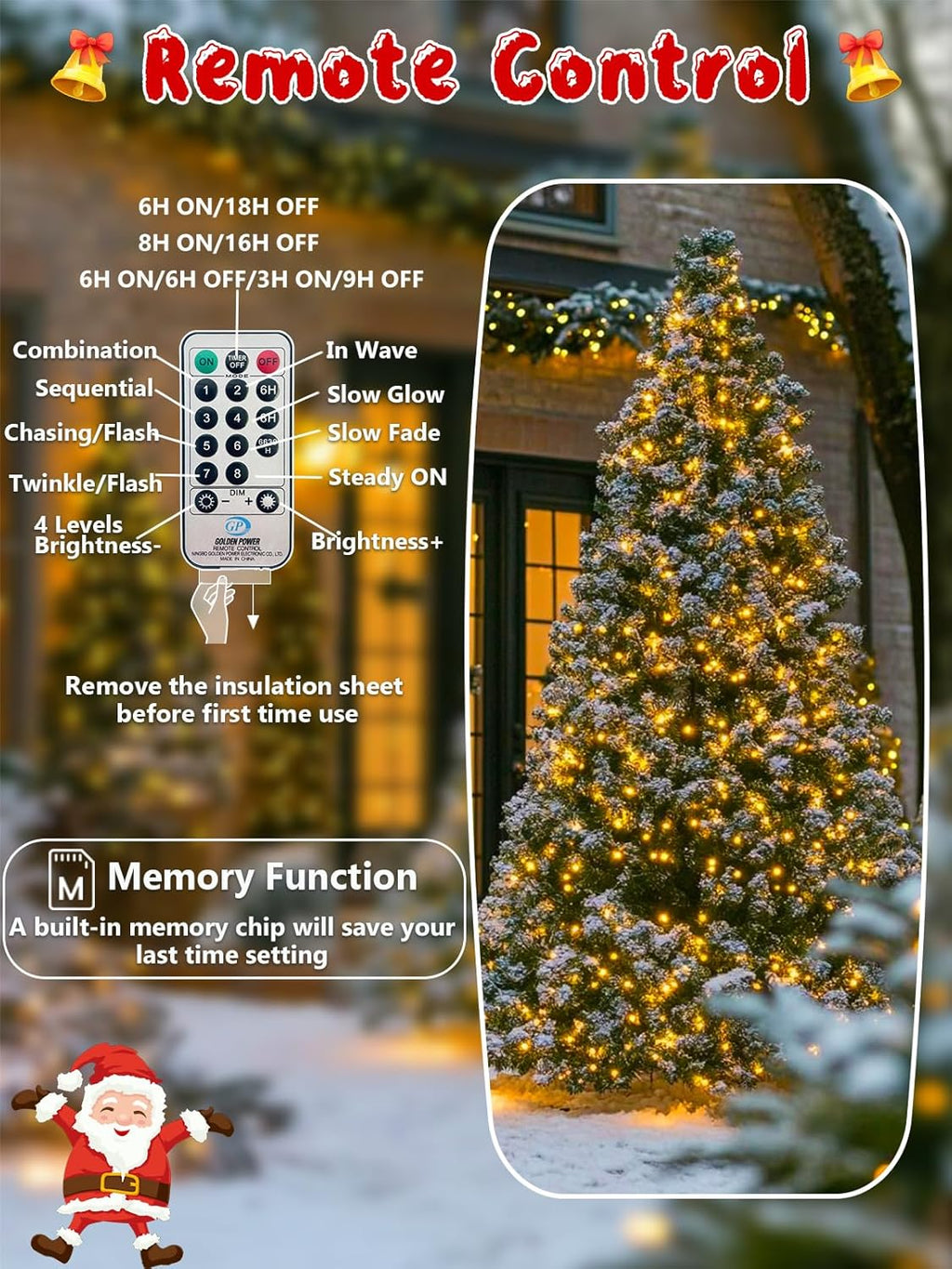 Christmas Cluster LED String Lights – Remote & Timer