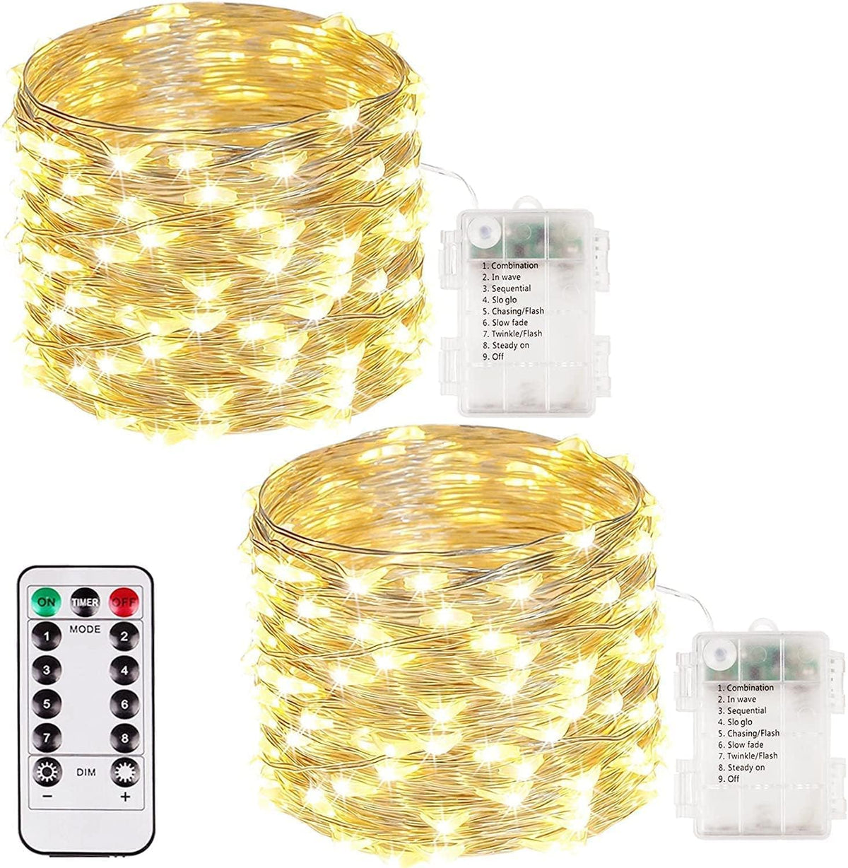 Battery-Powered LED Fairy String Lights with Timer