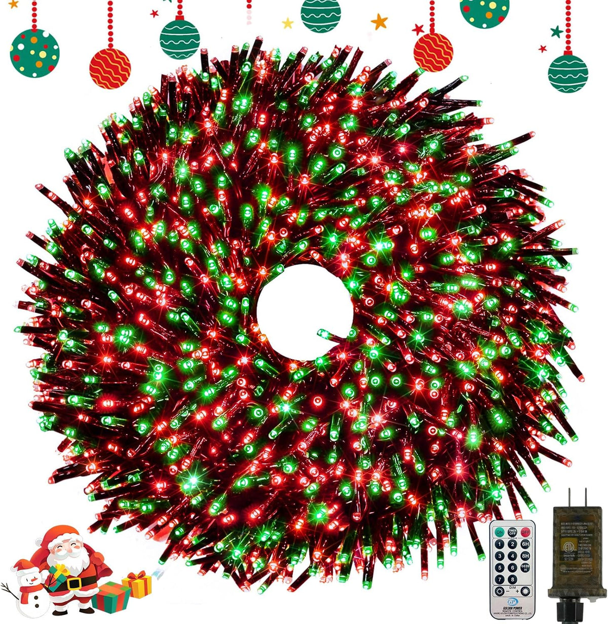 Christmas Cluster LED String Lights – Remote & Timer