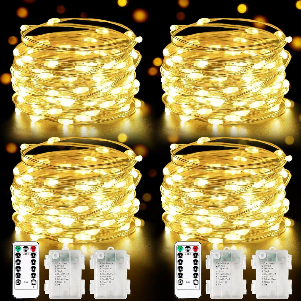 Battery-Powered LED Fairy String Lights with Timer