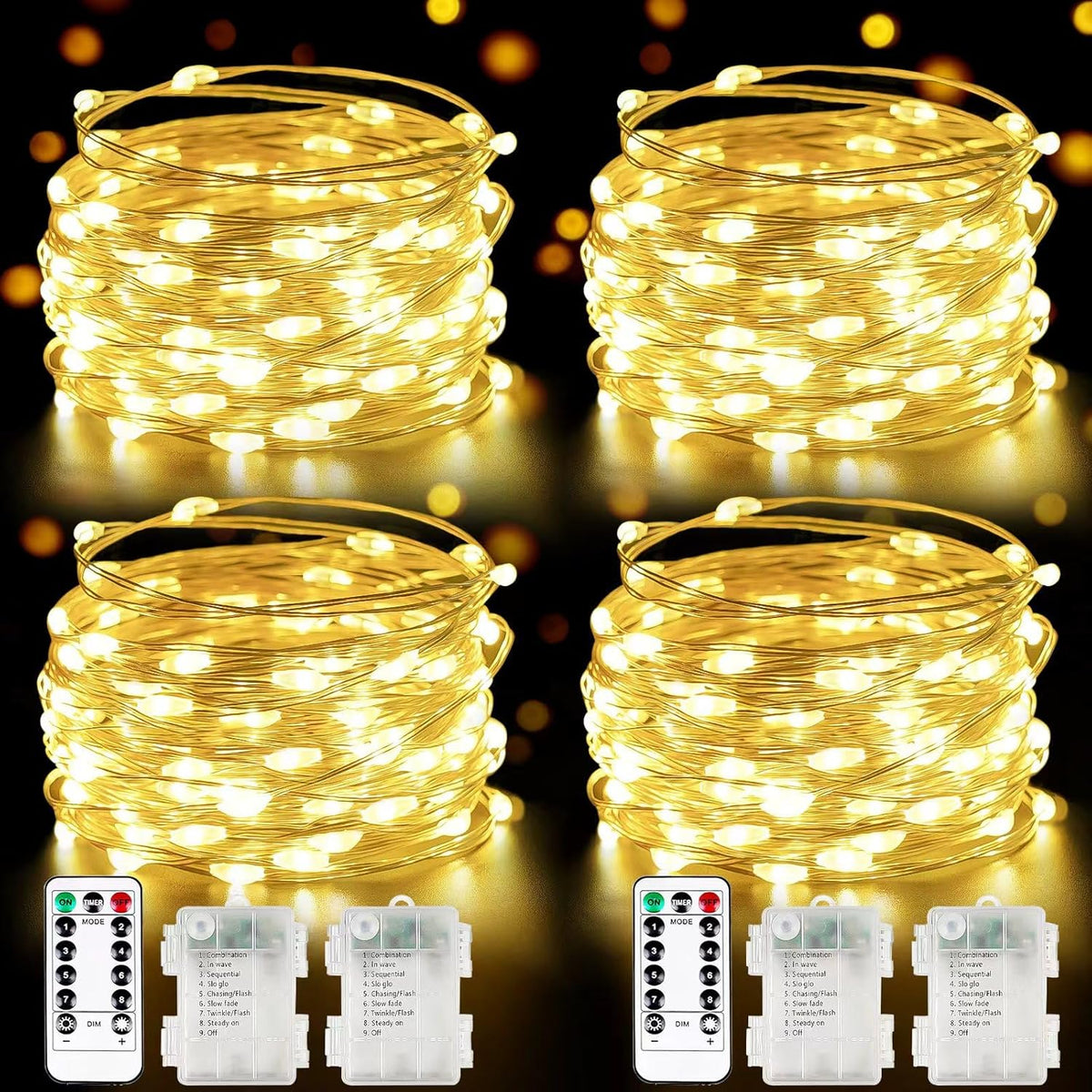 Battery-Powered LED Fairy String Lights with Timer