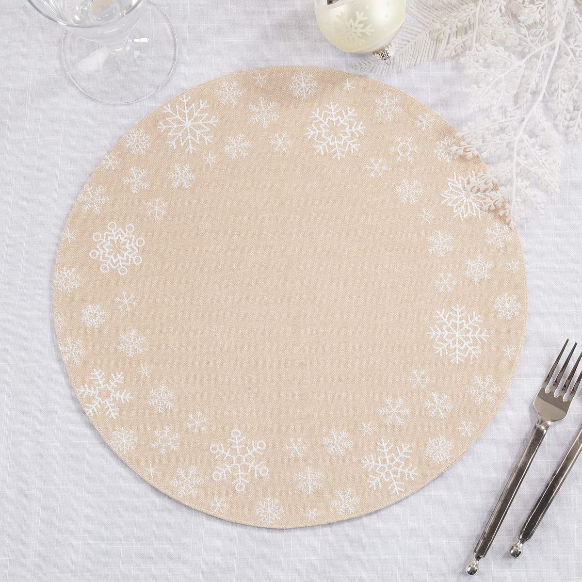 Embroidered Christmas Round Placemats – Set of 4