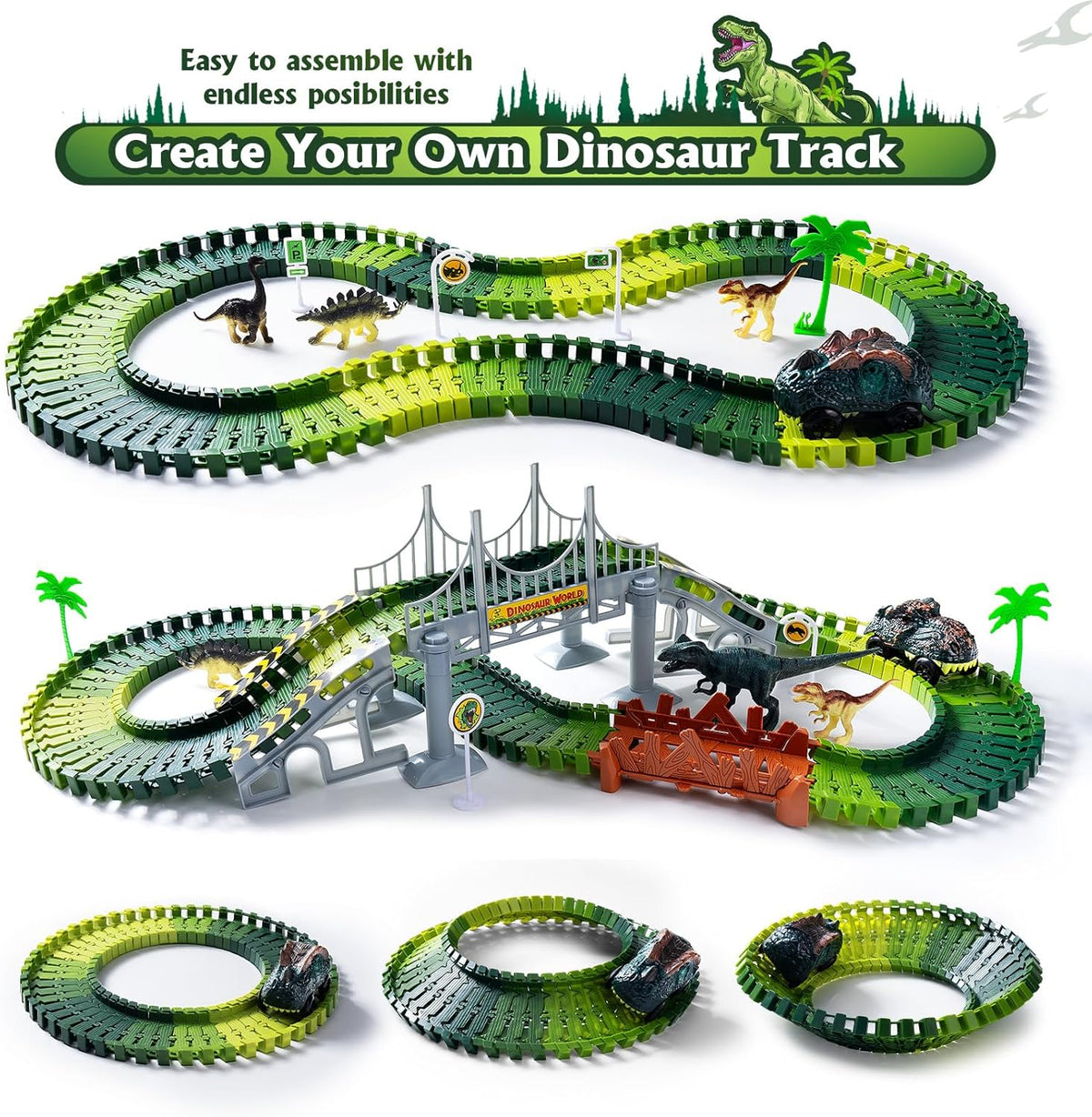 Dinosaur Flexible Race Track Playset