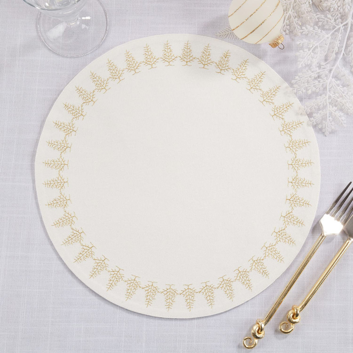 Embroidered Christmas Round Placemats – Set of 4