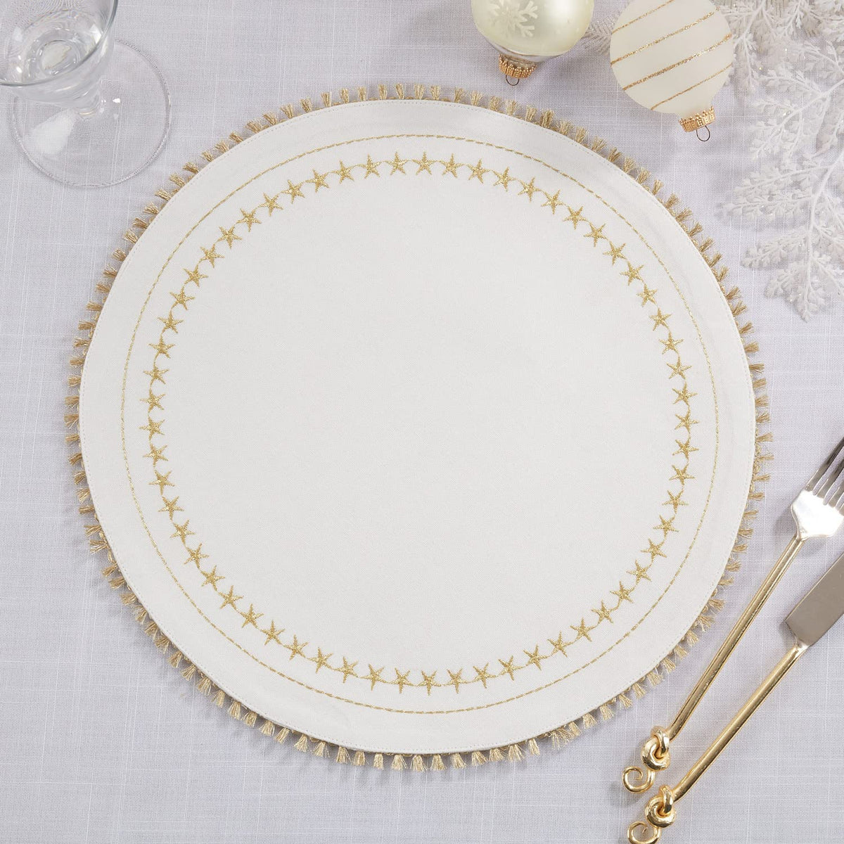 Embroidered Christmas Round Placemats – Set of 4