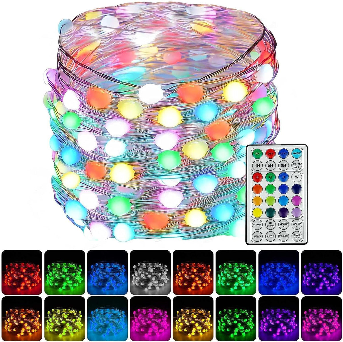 Battery-Powered LED Fairy String Lights with Timer