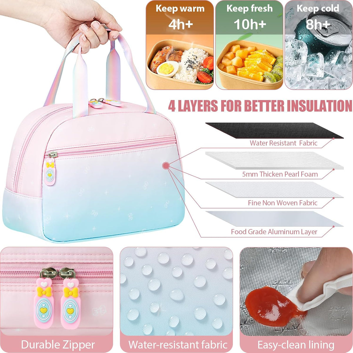 Girls’ School Backpack & Lunch Box Set, 3 Pieces