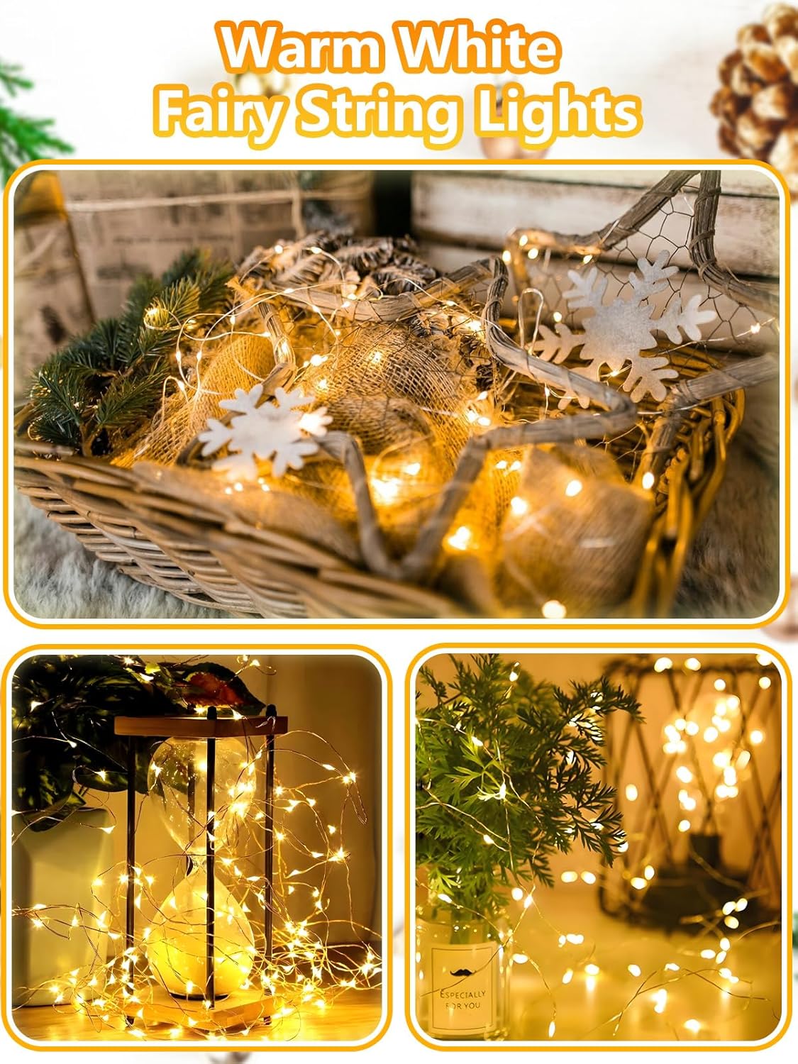 Battery-Powered LED Fairy String Lights with Timer