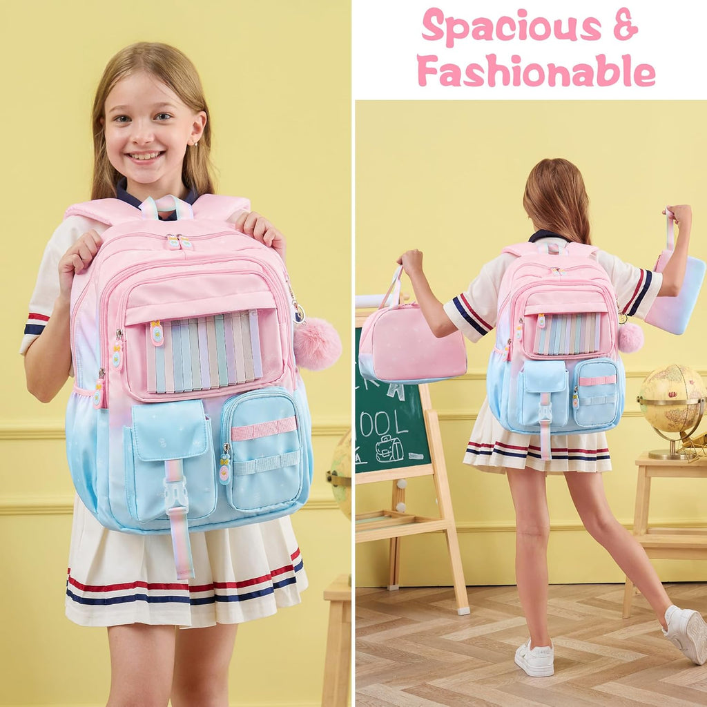 Girls’ School Backpack & Lunch Box Set, 3 Pieces