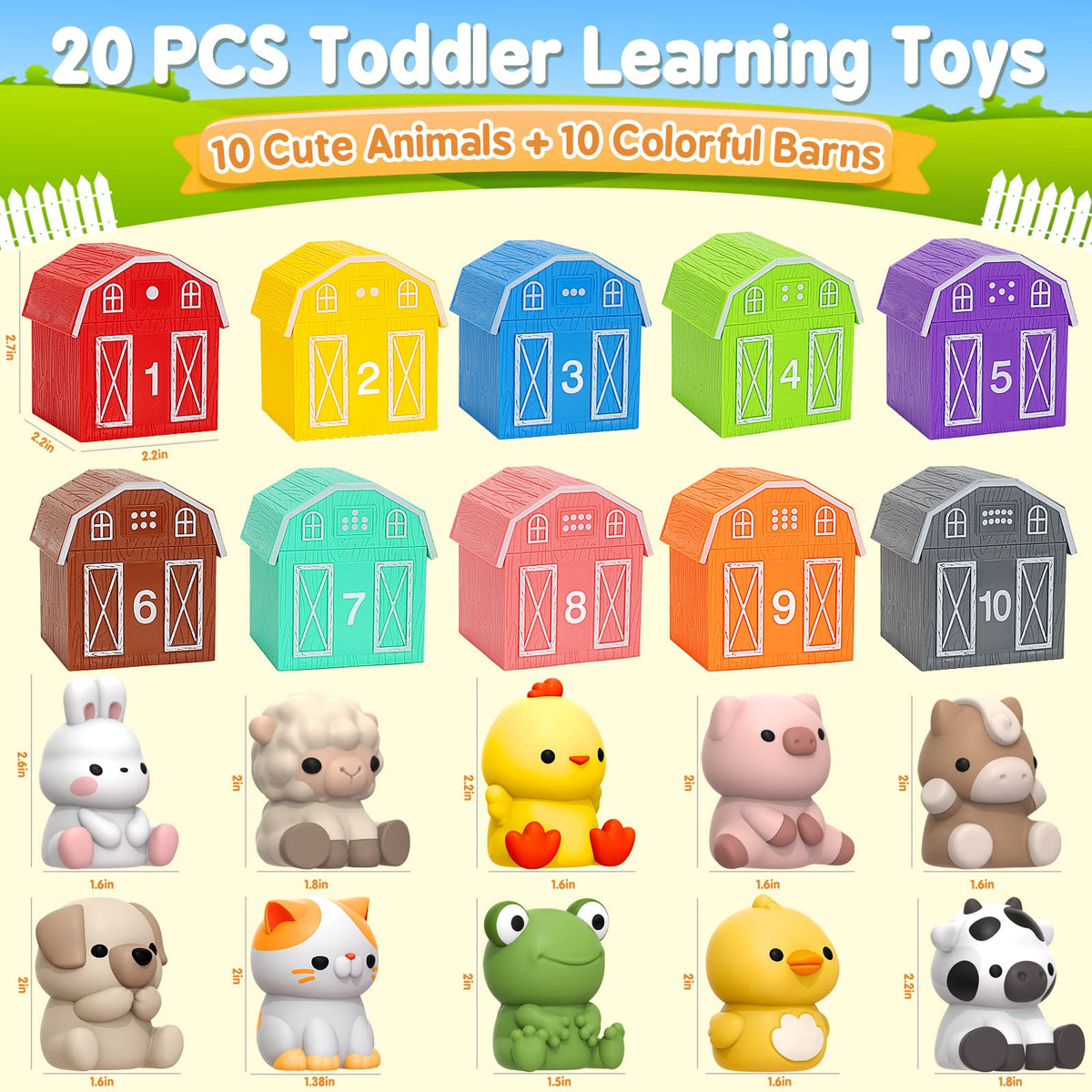 Farm Animal Finger Puppet & Counting Barn Toy Set