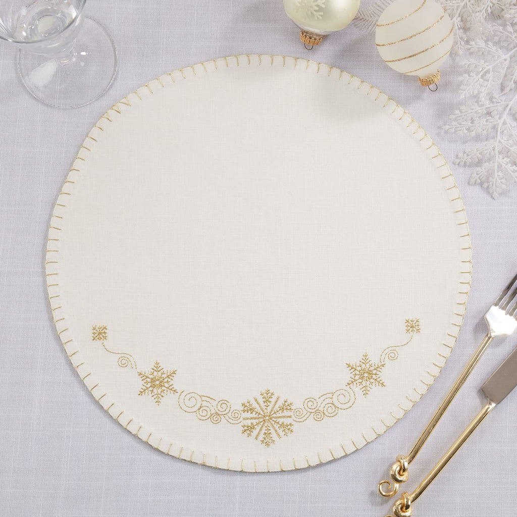 Embroidered Christmas Round Placemats – Set of 4