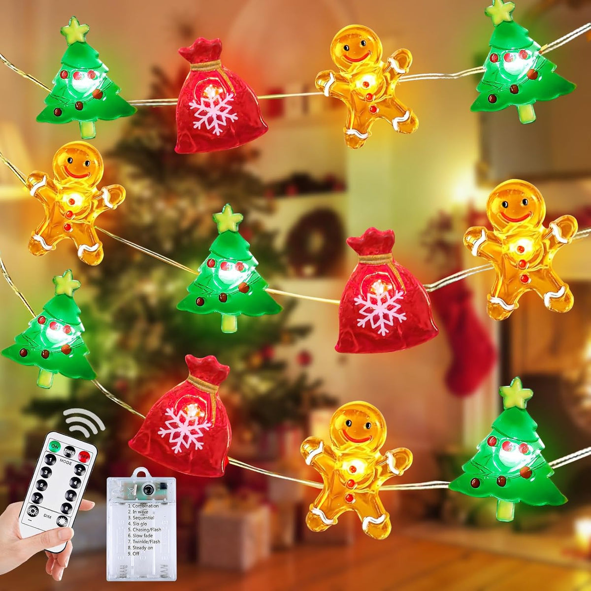 Battery-Powered LED Fairy String Lights with Timer