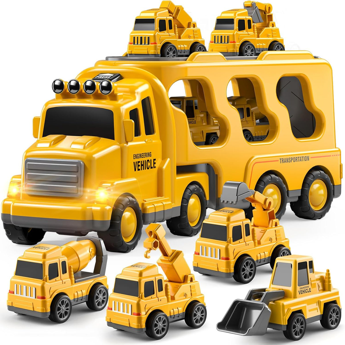 5-in-1 Fire Rescue Vehicle Carrier Toy Set
