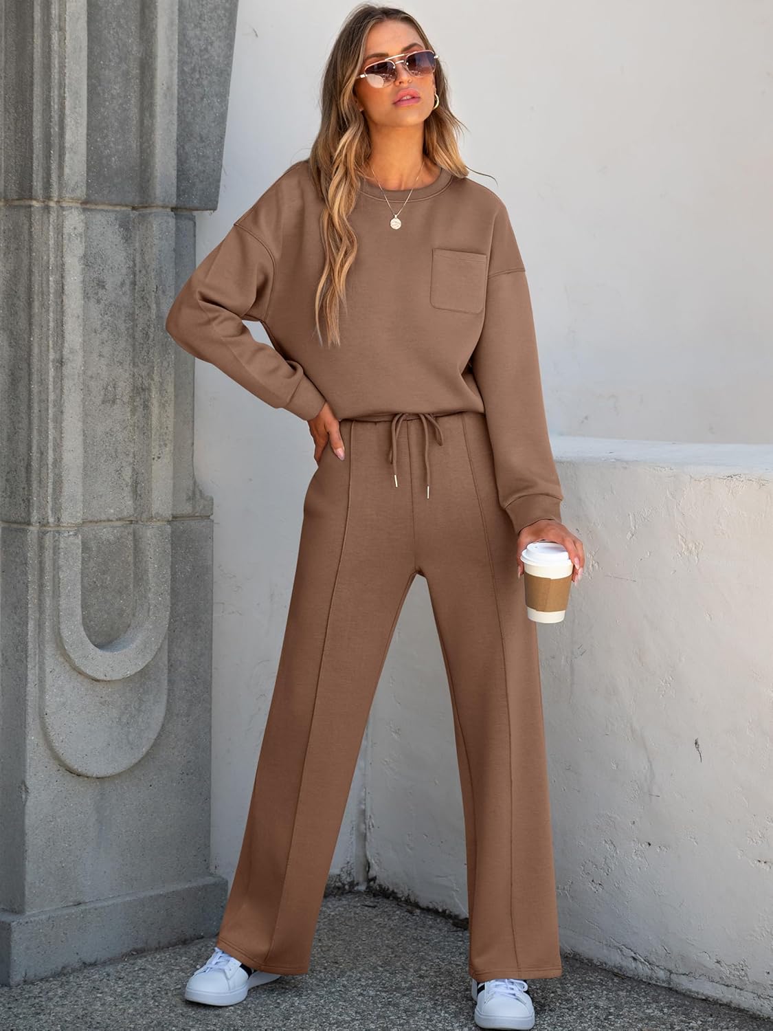 ANRABESS Women’s Long-Sleeve Top & Sweatpants Set