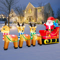 12 Foot Long Christmas Inflatables Santa Claus & Reindeer Sleigh Outdoor Decorations