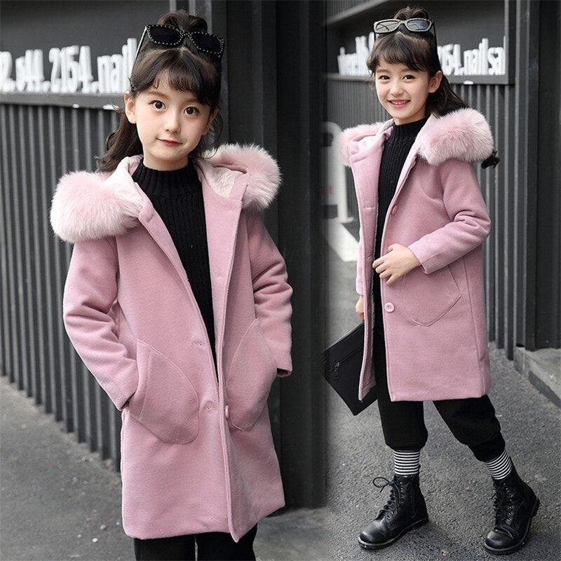 Girls’ Long-Sleeve Hooded Coat