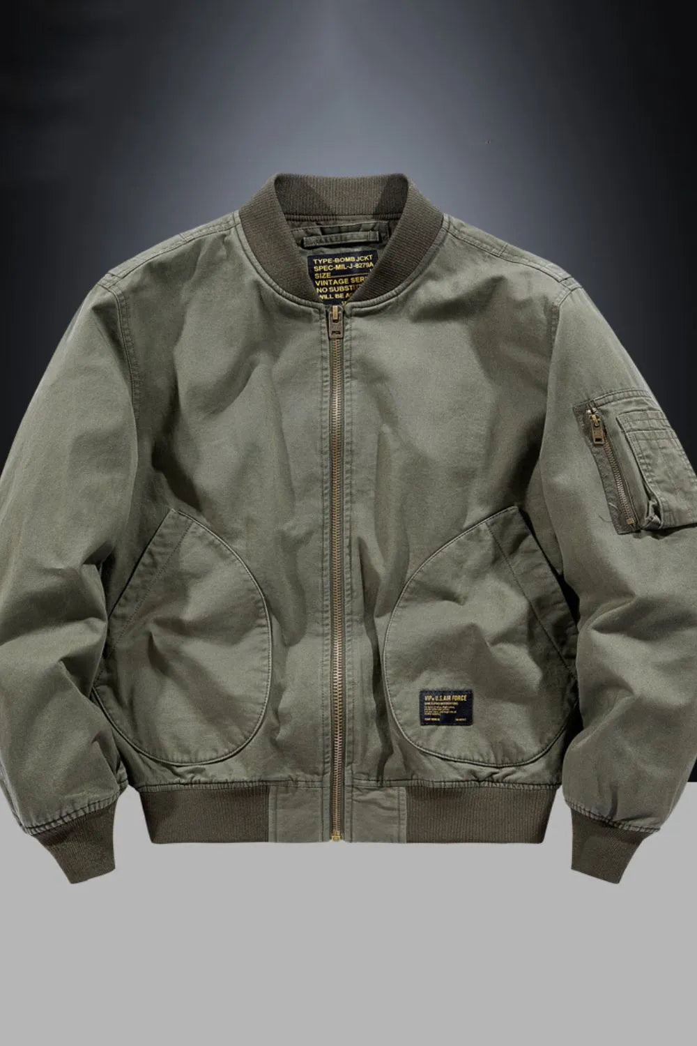 Men's Plus Size Baseball-Collar Bomber Jacket