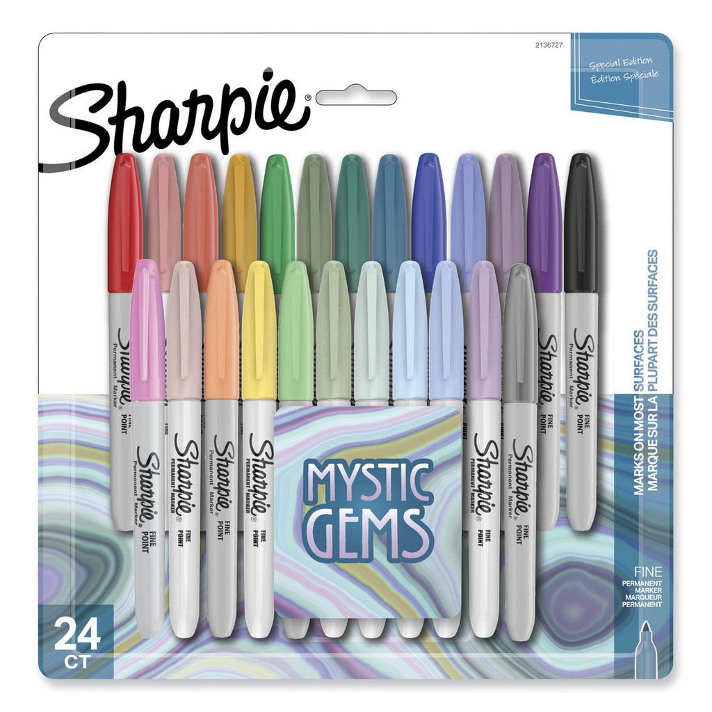 Sharpie Mystic Gems Fine-Point Permanent Markers, Pack of 24