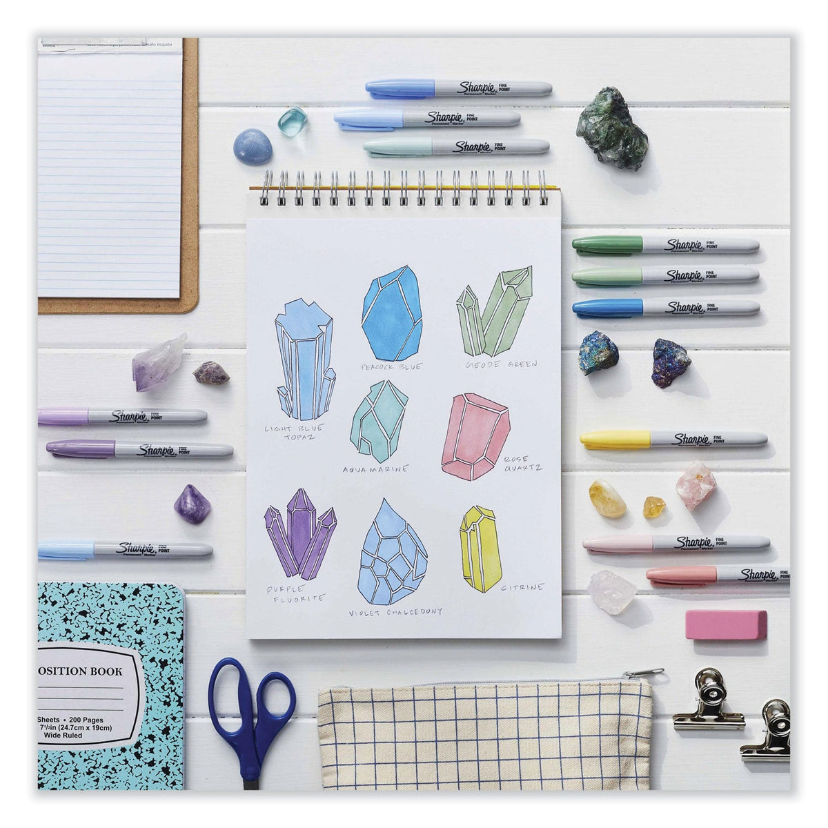 Sharpie Mystic Gems Fine-Point Permanent Markers, Pack of 24