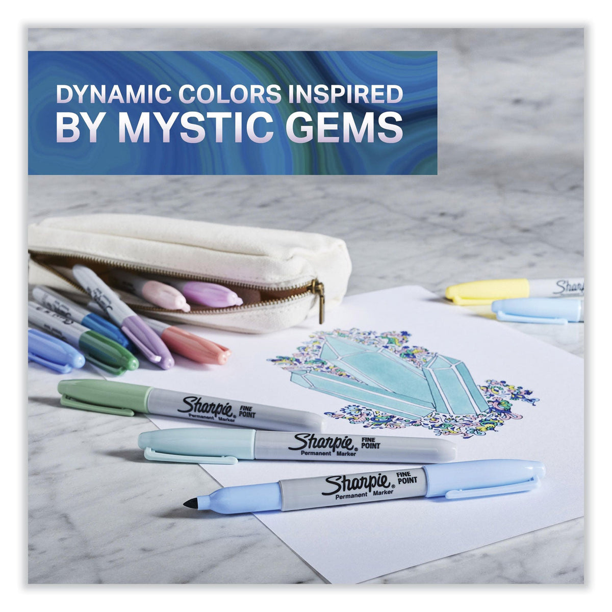 Sharpie Mystic Gems Fine-Point Permanent Markers, Pack of 24
