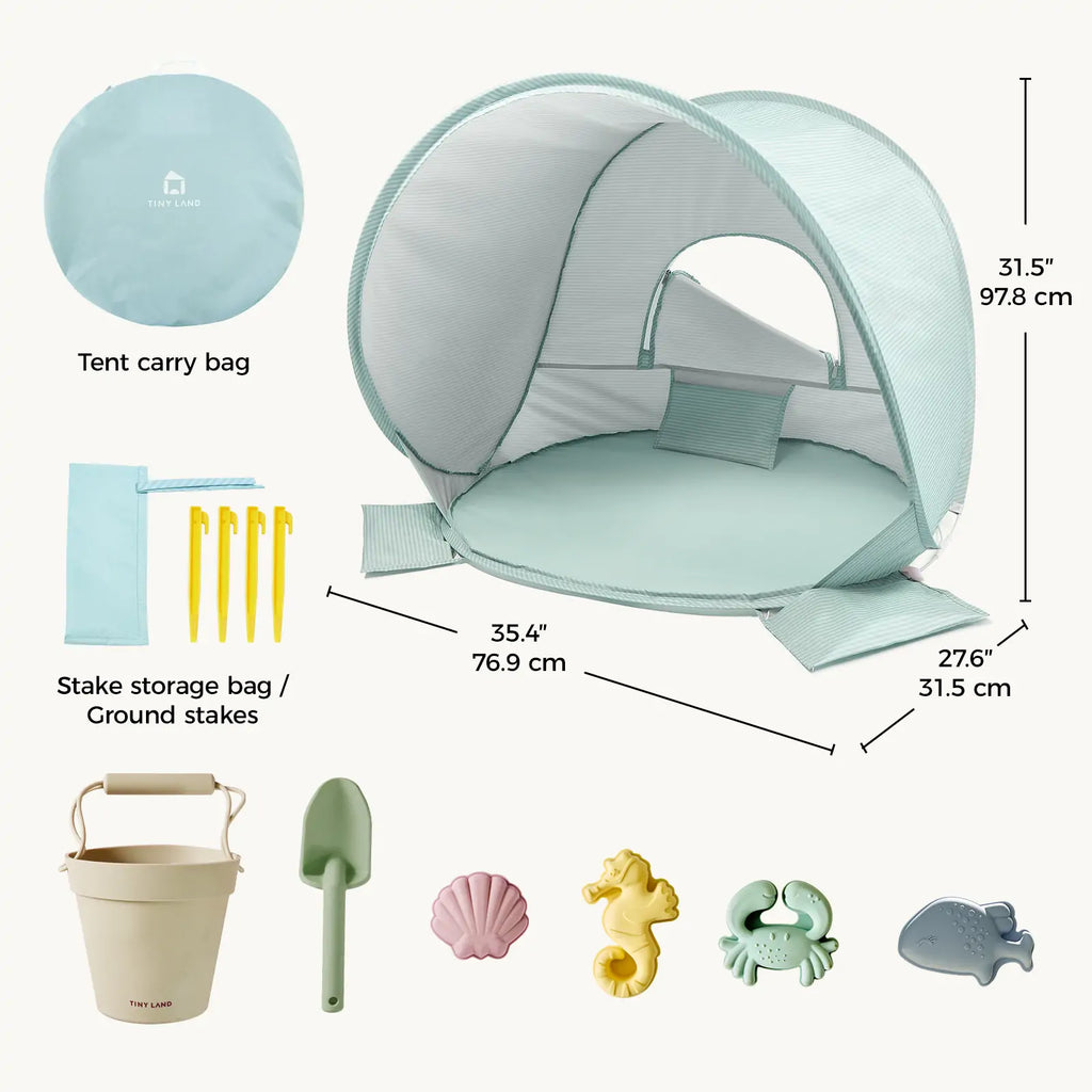 Tiny Land Beach Tent & Sand Toy Set for Kids