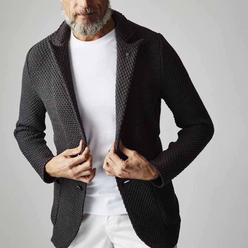 Men's Lapel-Collar Knit Cardigan Jacket