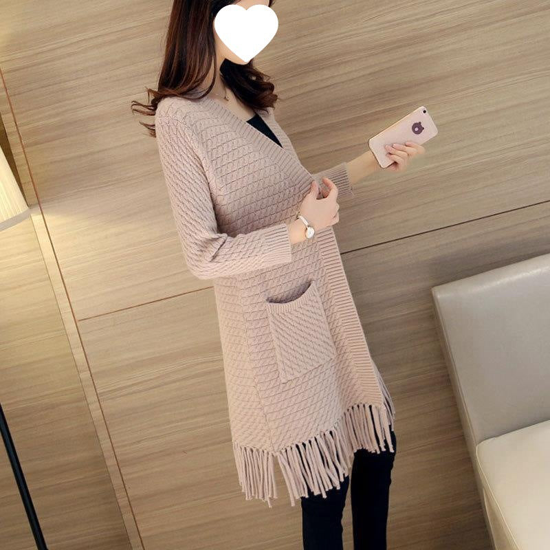 Tassel-Detail V-Neck Cardigan