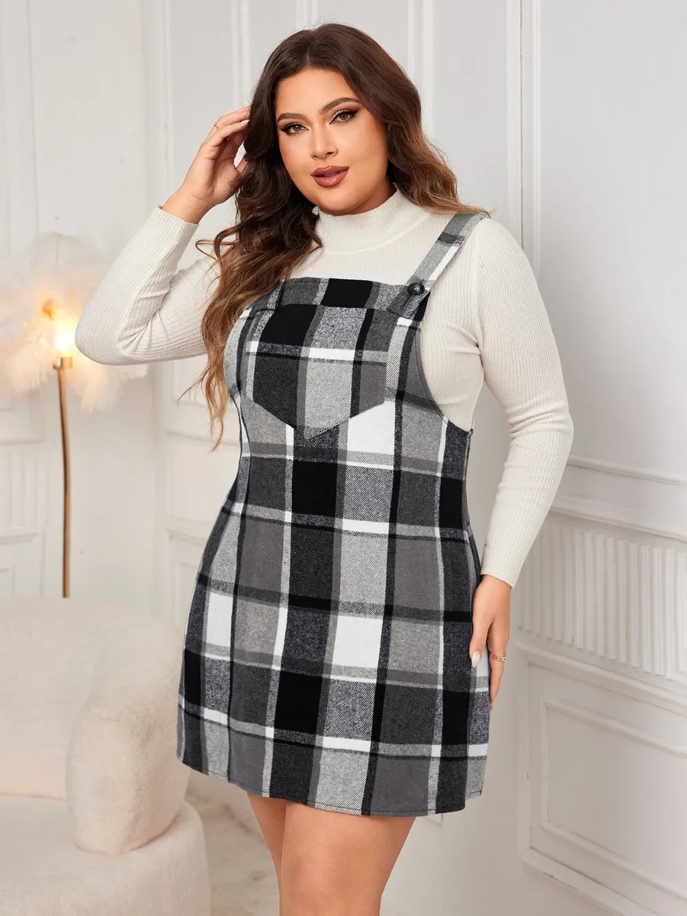 Women's Plus Size Plaid Jumpsuit