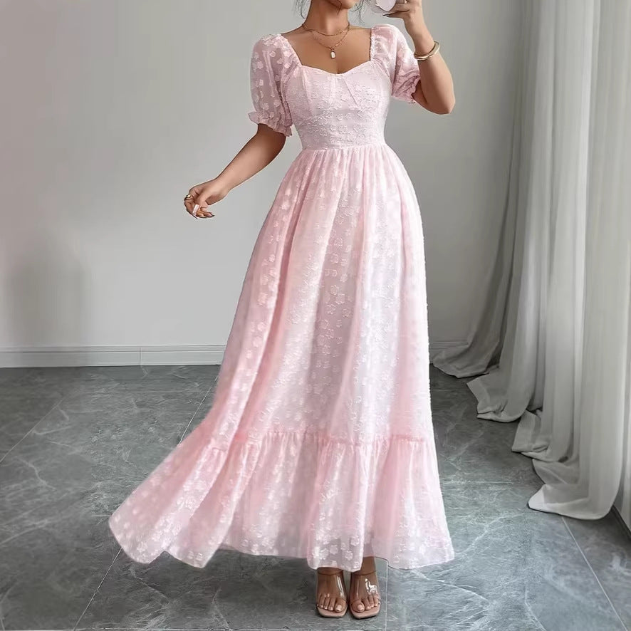 Women's Plus Size Embroidered Square-Neck High-Waist Dress
